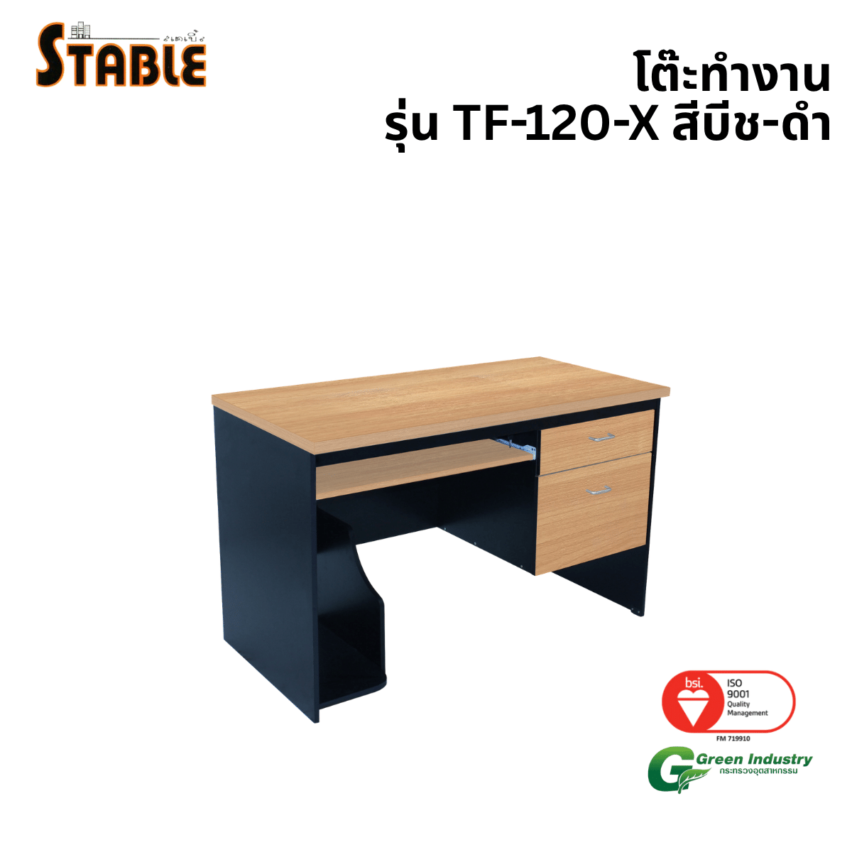 โต๊ะคอมพิวเตอร์ STABLE รุ่น TF-120-X 120 ซม. สีบีช-ดำ